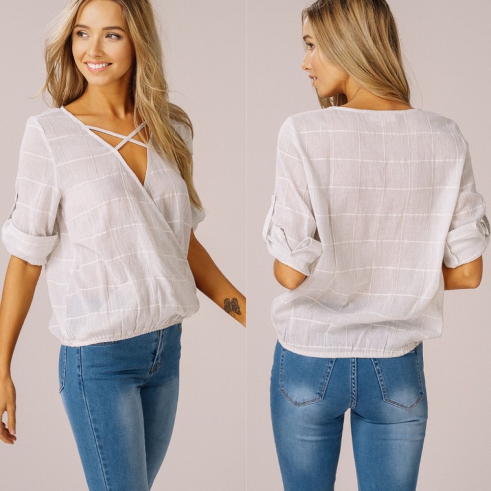 LILLETTE Overlap Top - TAUPE - Picture 3 of 3